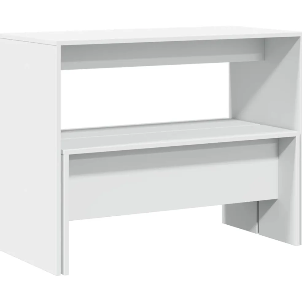vidaXL 3-delige Eettafel en bankenset bewerkt hout wit