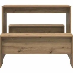 vidaXL 3-delige Eettafel en bankenset bewerkt hout artisanaal eiken