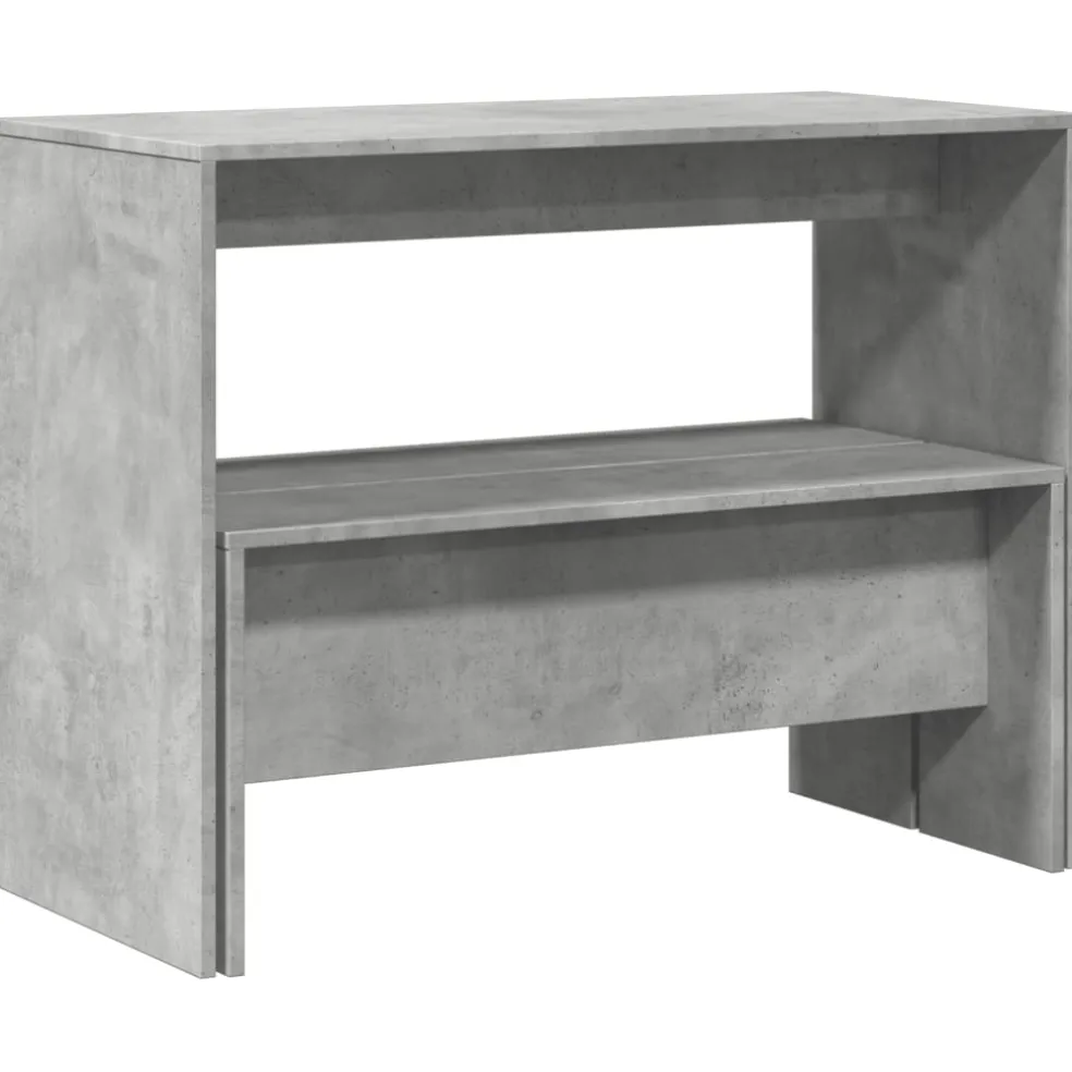 vidaXL 3-delige Eettafel en bankenset bewerkt hout betongrijs