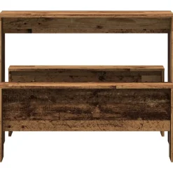 vidaXL 3-delige Eettafel en bankenset bewerkt hout oud houtkleurig