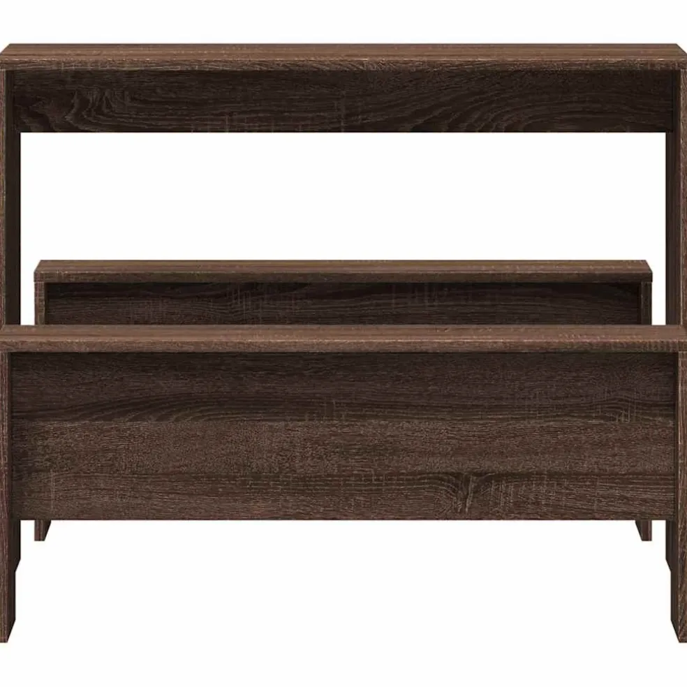 vidaXL 3-delige Eettafel en bankenset bewerkt hout bruin eikenkleur