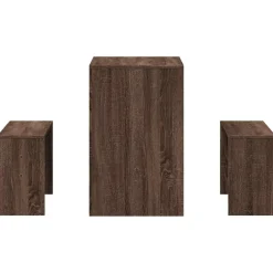 vidaXL 3-delige Eettafel en bankenset bewerkt hout bruin eikenkleur