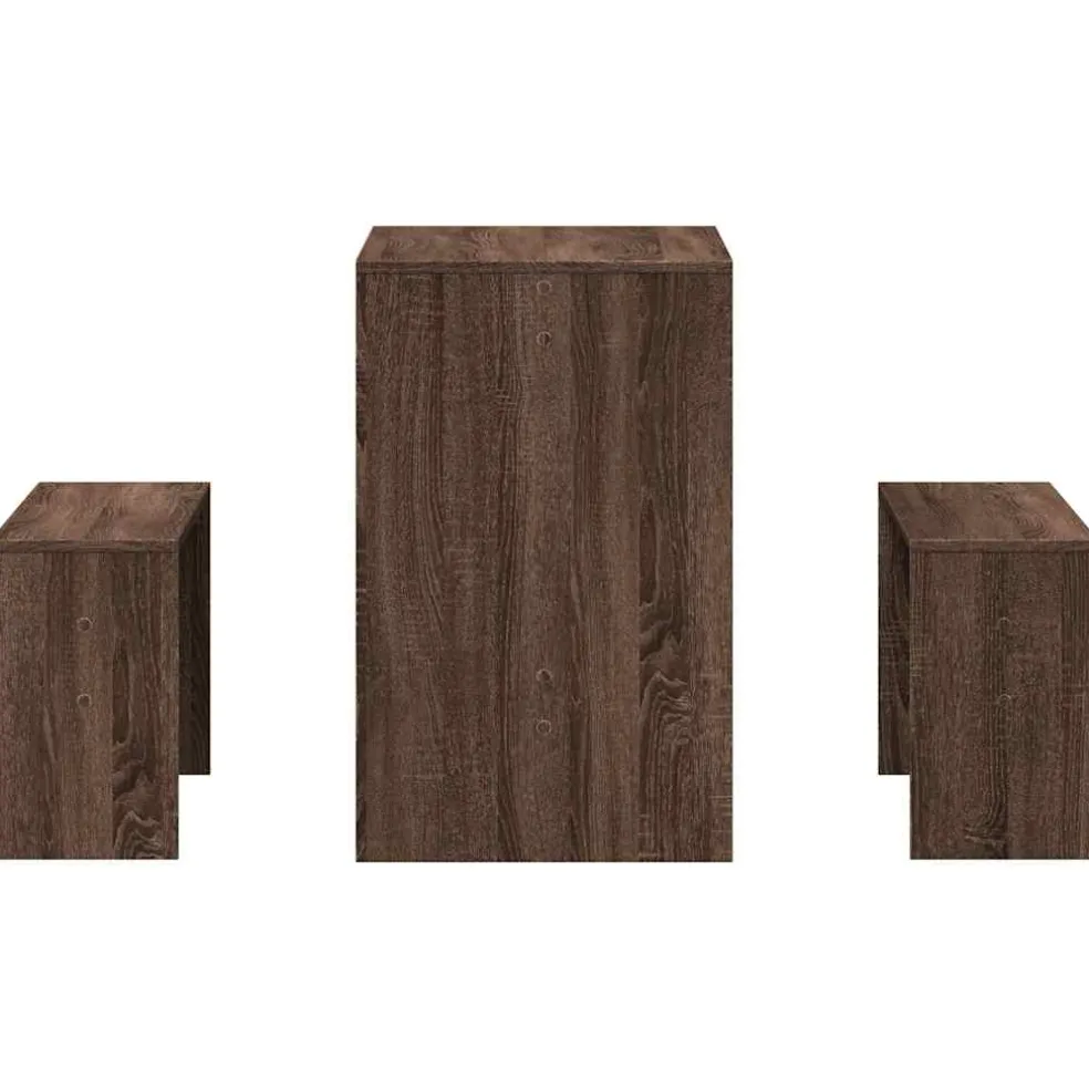 vidaXL 3-delige Eettafel en bankenset bewerkt hout bruin eikenkleur