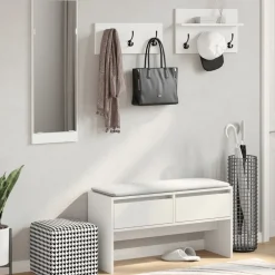 vidaXL 4-delige Garderobe set bewerkt hout wit