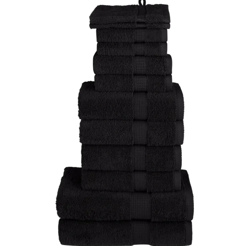 vidaXL 12-delige Handdoekenset SOLUND 600 g/m² zwart