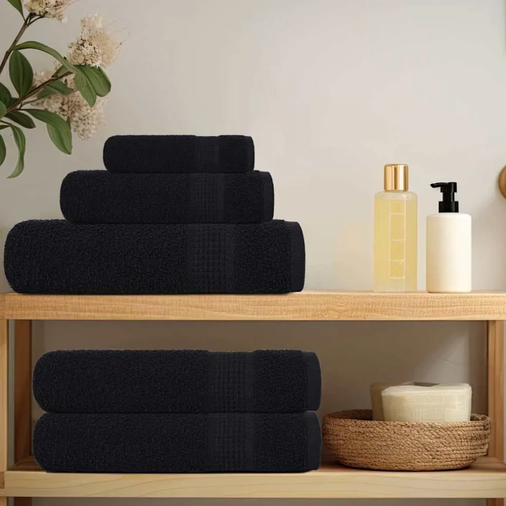 vidaXL 6-delige Handdoekenset FROGN 360 g/m² zwart