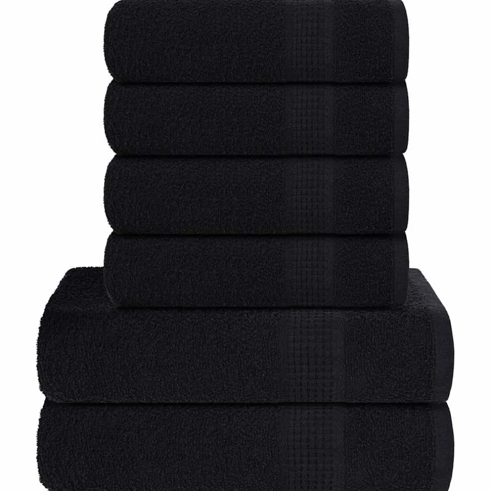 vidaXL 6-delige Handdoekenset FROGN 360 g/m² zwart