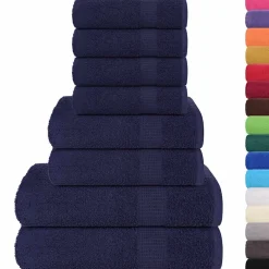 vidaXL 8-delige Handdoekenset FROGN 360 g/m² marineblauw