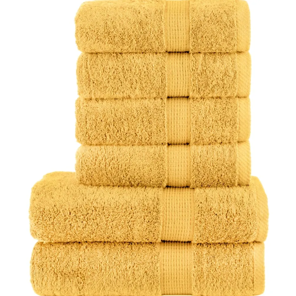 vidaXL 6-delige Handdoekenset SOLUND 600 g/m² goudkleurig