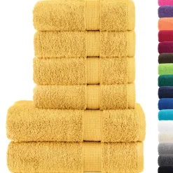 vidaXL 6-delige Handdoekenset SOLUND 600 g/m² goudkleurig