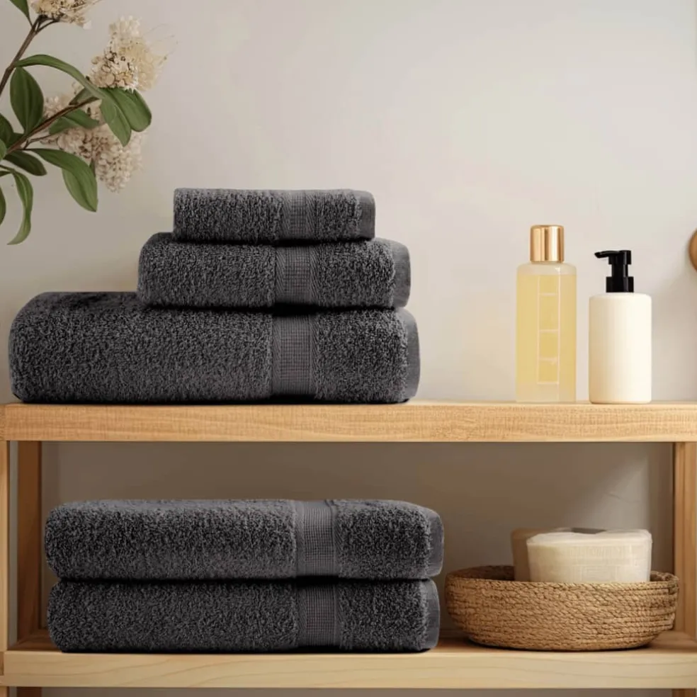 vidaXL 6-delige Handdoekenset SOLUND 600 g/m² antracietkleurig