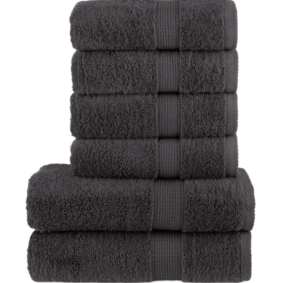 vidaXL 6-delige Handdoekenset SOLUND 600 g/m² antracietkleurig