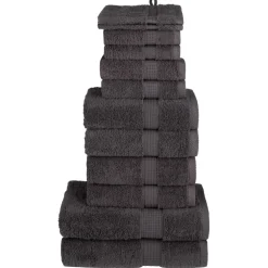 vidaXL 12-delige Handdoekenset SOLUND 600 g/m² antracietkleurig