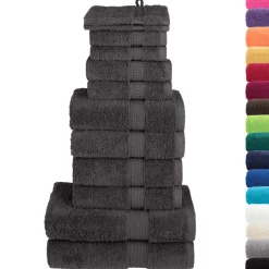 vidaXL 12-delige Handdoekenset SOLUND 600 g/m² antracietkleurig