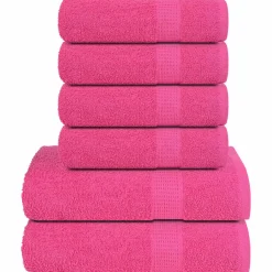 vidaXL 6-delige Handdoekenset FROGN 360 g/m² roze