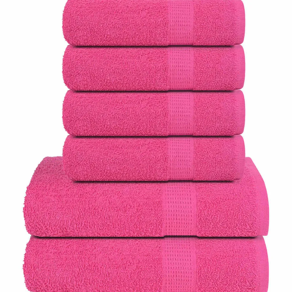vidaXL 6-delige Handdoekenset FROGN 360 g/m² roze