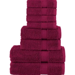 vidaXL 8-delige Handdoekenset SOLUND 600 g/m² bordeauxrood