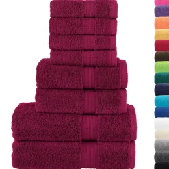 vidaXL 8-delige Handdoekenset SOLUND 600 g/m² bordeauxrood
