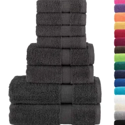 vidaXL 8-delige Handdoekenset SOLUND 600 g/m² antracietkleurig