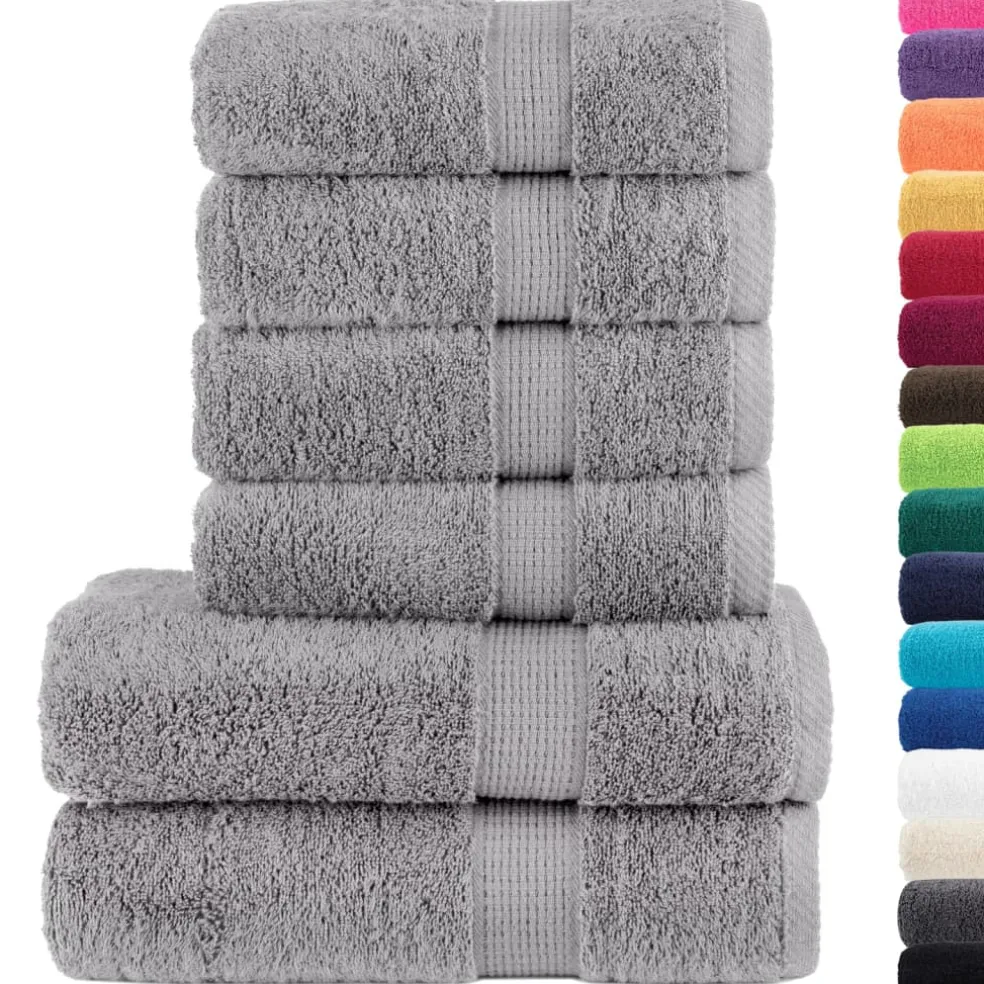 vidaXL 6-delige Handdoekenset SOLUND 600 g/m² grijs