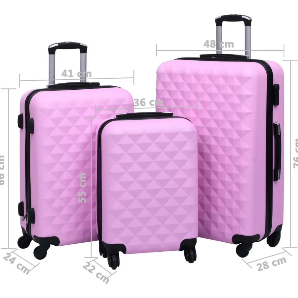 vidaXL 3-delige Harde kofferset ABS roze