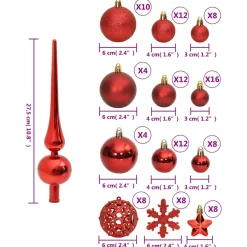 vidaXL 111-delige Kerstballenset polystyreen rood