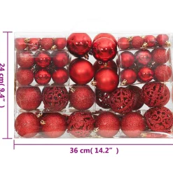 vidaXL 111-delige Kerstballenset polystyreen rood