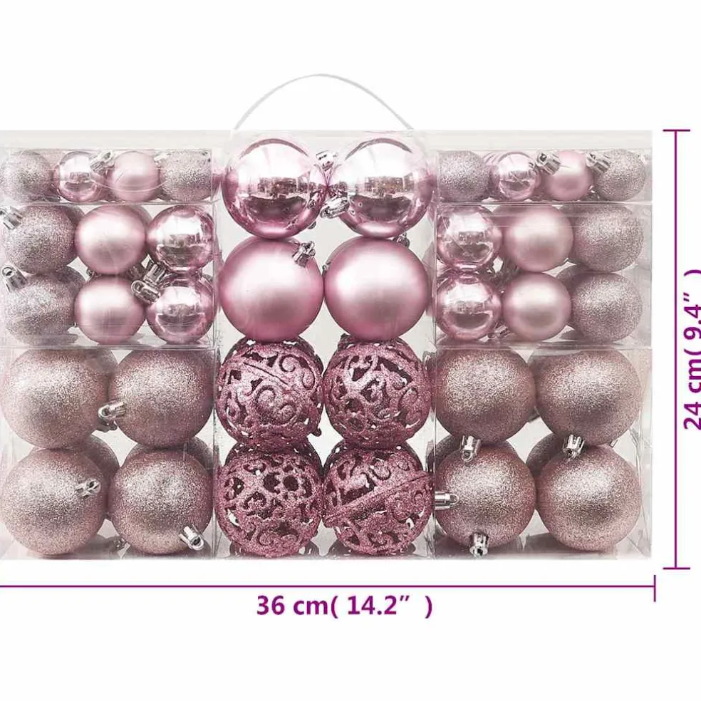 vidaXL 100-delige Kerstballenset roze