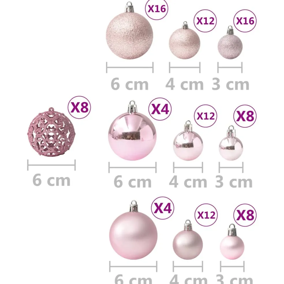 vidaXL 100-delige Kerstballenset roze
