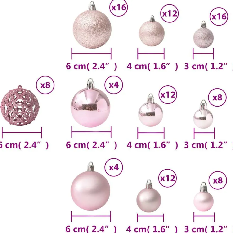 vidaXL 100-delige Kerstballenset roze