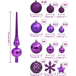 vidaXL 111-delige Kerstballenset polystyreen paars