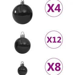 vidaXL 100-delige Kerstballenset zwart