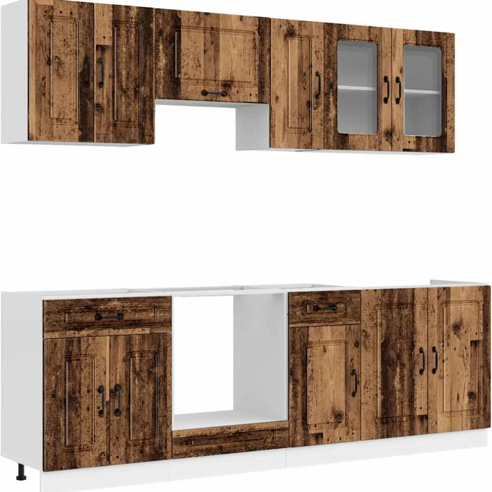 vidaXL 8-delige Keukenkastenset Kalmar bewerkt hout oud houtkleurig