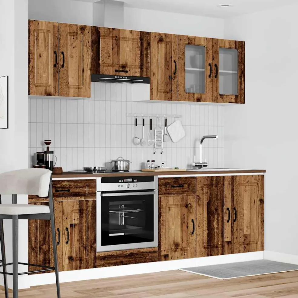 vidaXL 8-delige Keukenkastenset Kalmar bewerkt hout oud houtkleurig