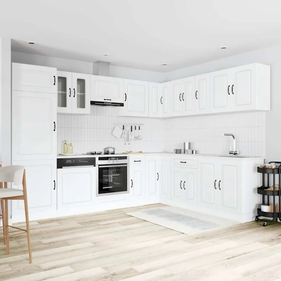 vidaXL 14-delige Keukenkastenset Kalmar bewerkt hout wit