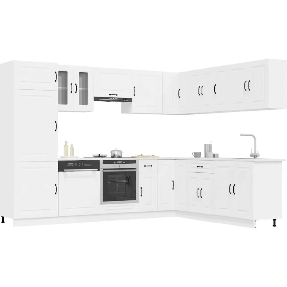 vidaXL 14-delige Keukenkastenset Kalmar bewerkt hout wit