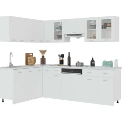 vidaXL 11-delige Keukenkastenset Lyon bewerkt hout wit