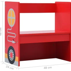 vidaXL 3-delige Kinderstoelen- en tafelset brandweerwagenontwerp hout