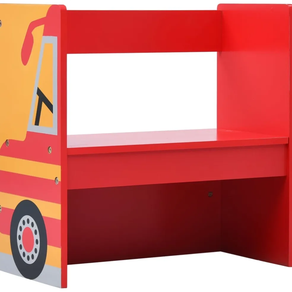 vidaXL 3-delige Kinderstoelen- en tafelset brandweerwagenontwerp hout