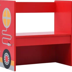 vidaXL 3-delige Kinderstoelen- en tafelset brandweerwagenontwerp hout