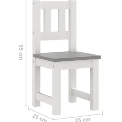 vidaXL 3-delige Kindertafel- en stoelenset MDF wit en grijs