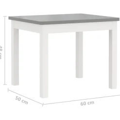 vidaXL 3-delige Kindertafel- en stoelenset MDF wit en grijs