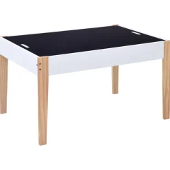 vidaXL 3-delige Kindertafel- en stoelenset krijtbord zwart en wit