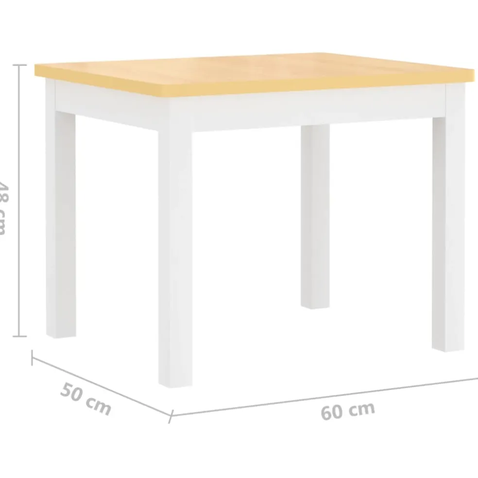 vidaXL 3-delige Kindertafel- en stoelenset MDF wit en grijs