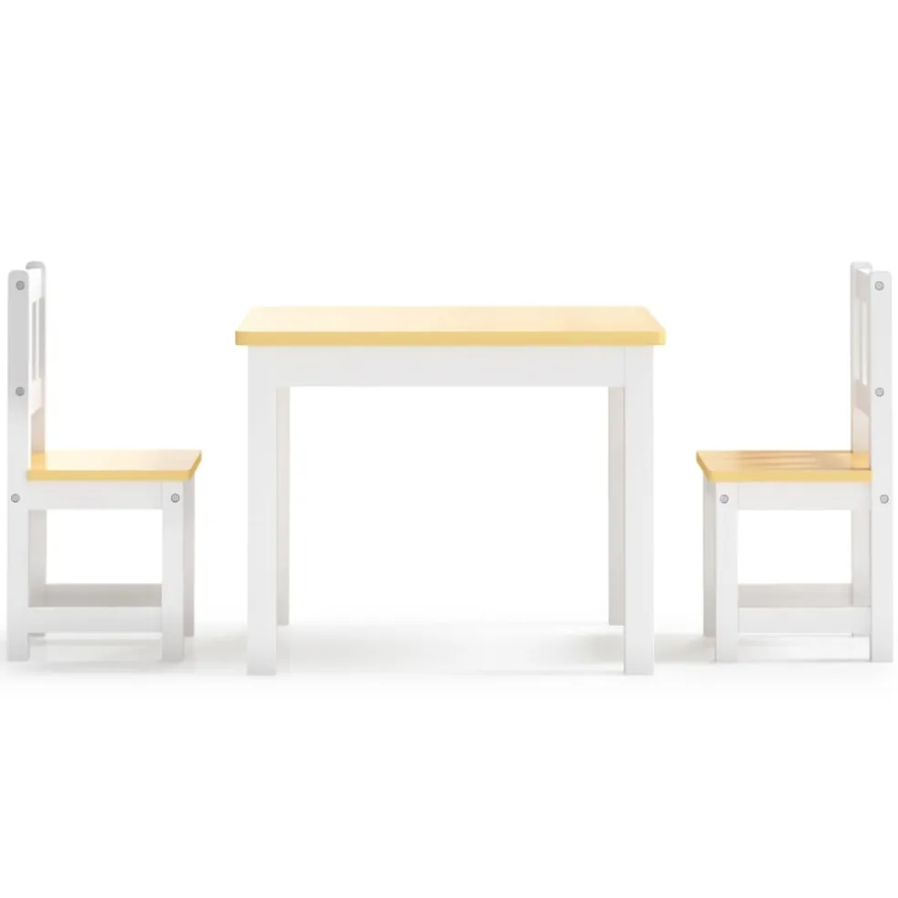 vidaXL 3-delige Kindertafel- en stoelenset MDF wit en grijs