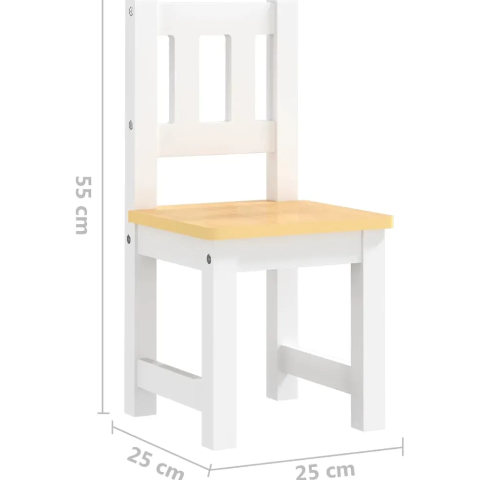 vidaXL 3-delige Kindertafel- en stoelenset MDF wit en grijs