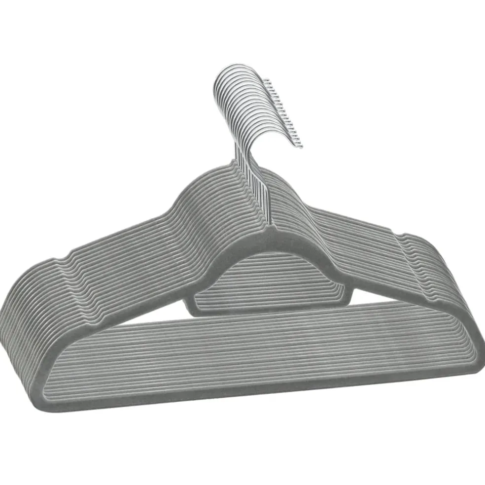vidaXL 20-delige Kledinghangerset anti-slip fluweel grijs