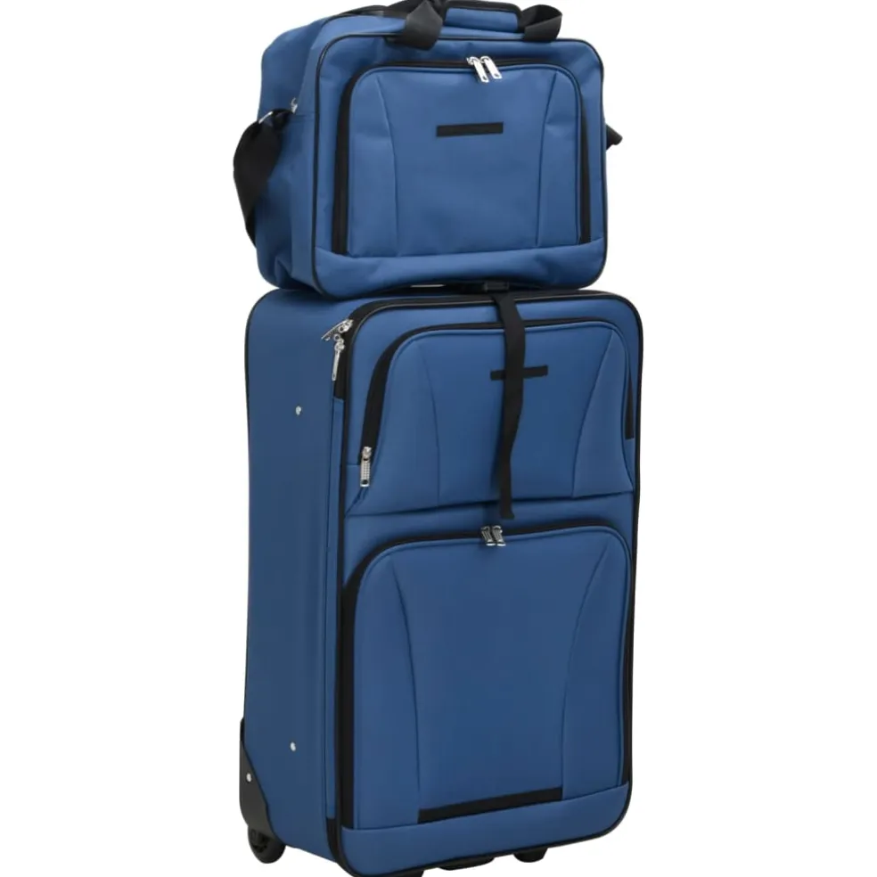 vidaXL 5-delige Kofferset stof blauw