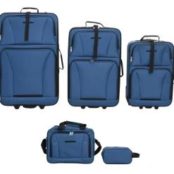 vidaXL 5-delige Kofferset stof blauw