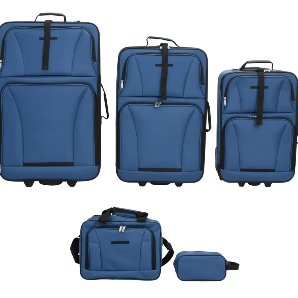 vidaXL 5-delige Kofferset stof blauw